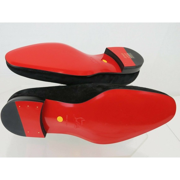 LOUBOUTIN LOVE ON THE NILE FLAT BLACK SUEDE APPLIQUE SMOKING LOAFERS 40 7 ITALY